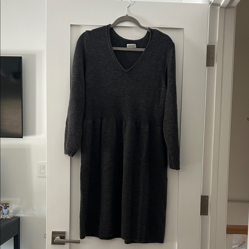 Calvin Klein Dark Gray Long Sleeve Dress